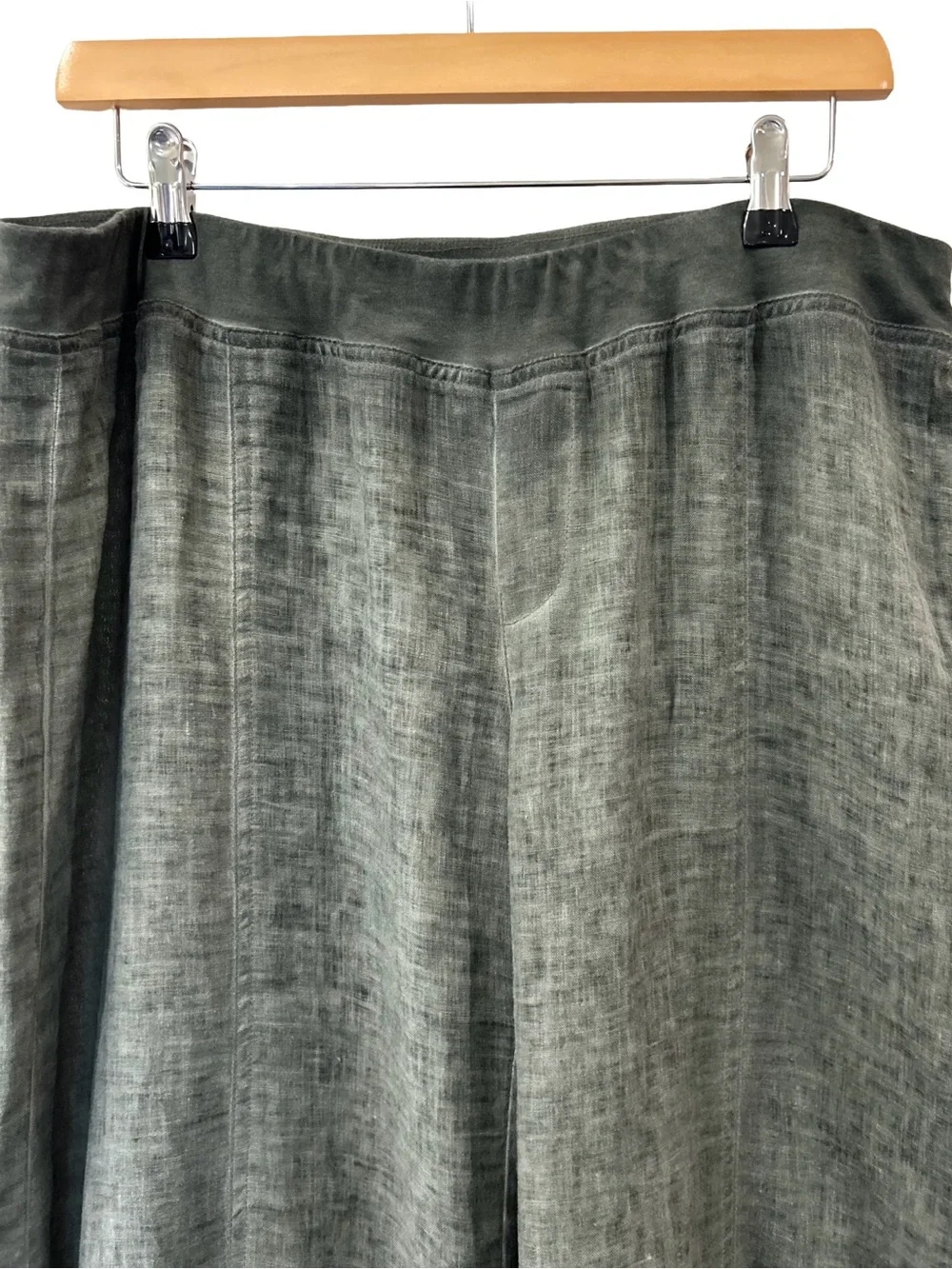 XCVI women’s linen distressed wide leg pants XL green grey lagenlook grunge - Picture 6 of 6